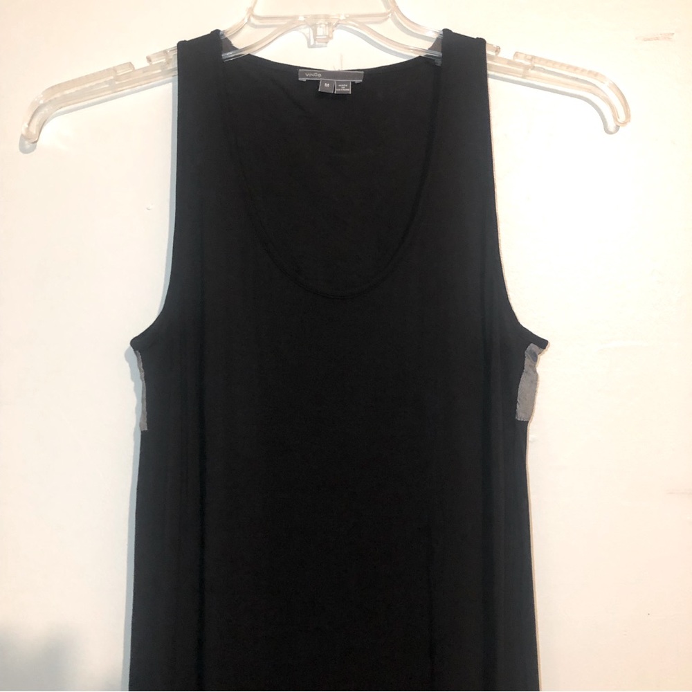 Vince Chambray Maxi Tank Top Dress w/ Gray Textured Fabric in Top Back, size M. - Picture 4 of 8